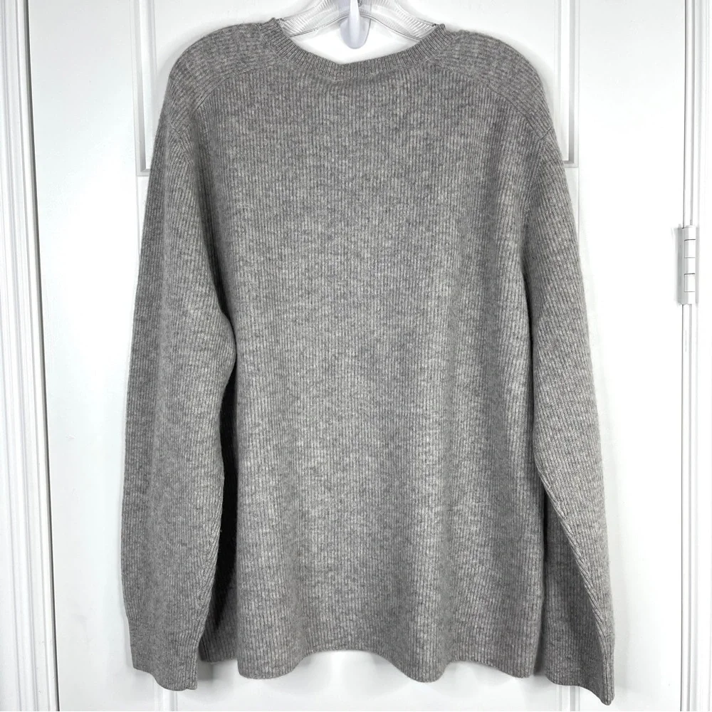 JOHNNY WAS CALME 100% Cashmere Ribbed Pullover Sweater Gray NEW Size XXL